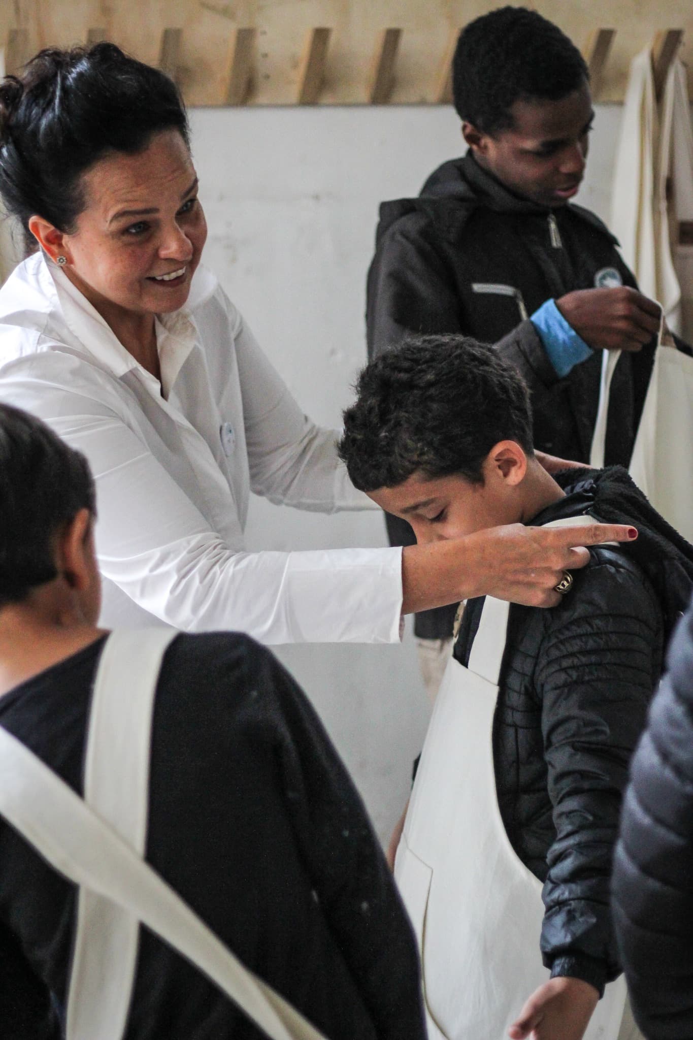 Children gathering in the workshop